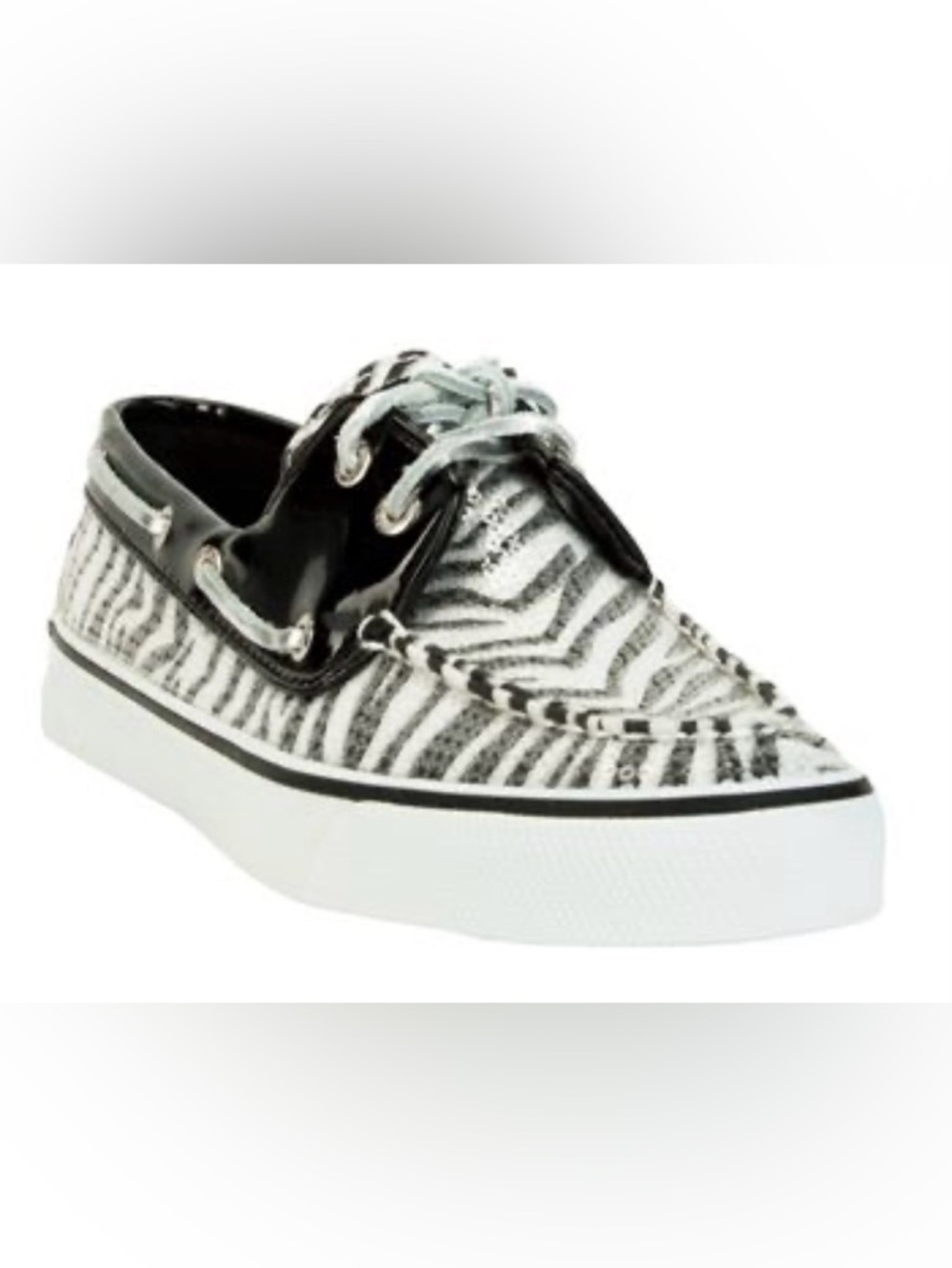 Sperry Zebra Boat Shoes 8.5 Black White Classic Preppy Glam Casual Everyday